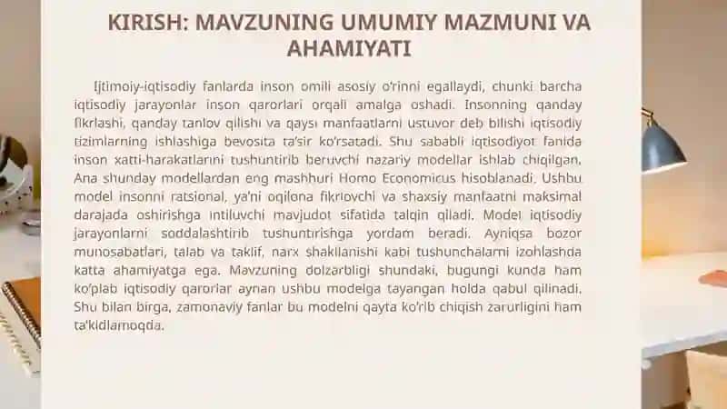 Ijtimoiy-iqtisodiy fanlarda “Homo Economicus” tushunchasi va modeli 2