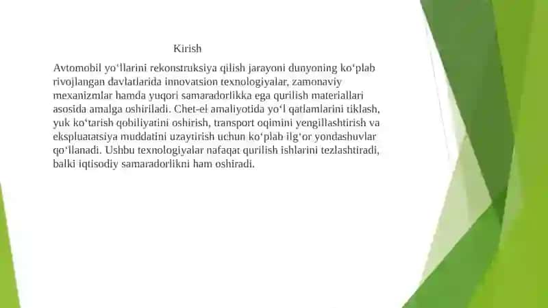 AVTOMOBIL YO‘LLARINI REKONSTRUKSIYA QILISHDA CHET-EL TEXNOLOGIYALARI 2