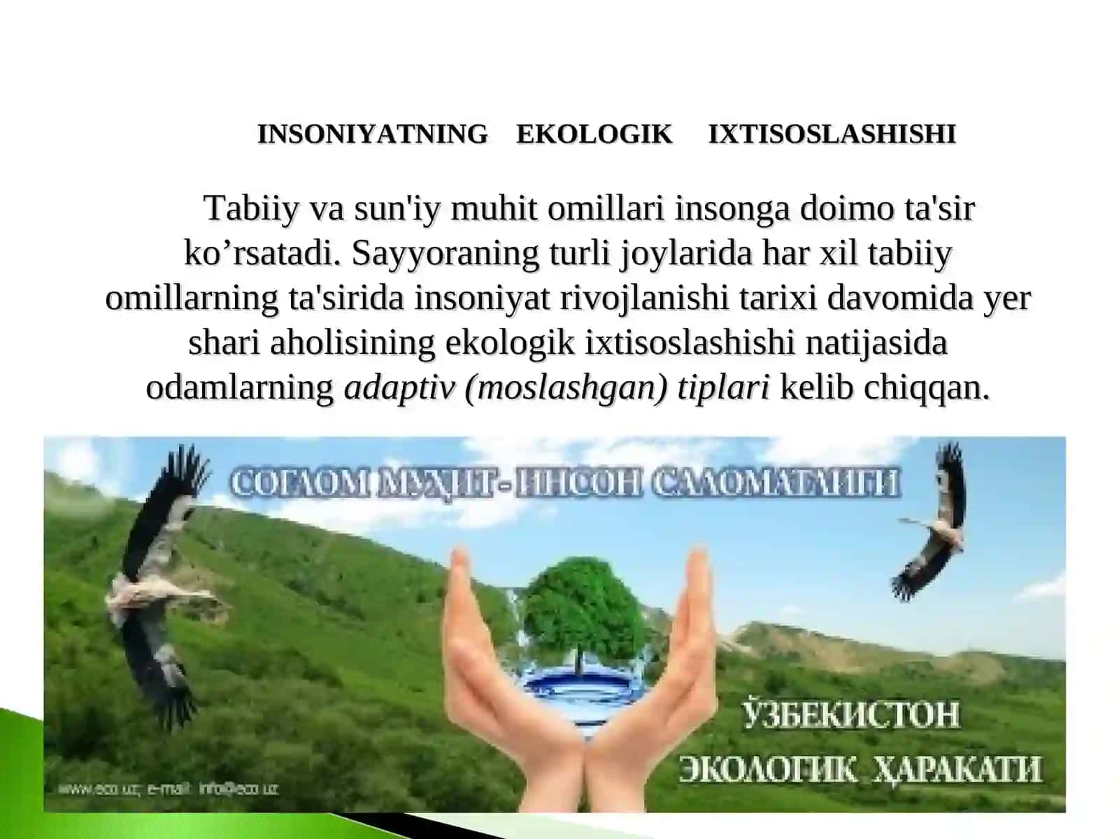 INSONIYATNING EKOLOGIK IXTISOSLASHISHI 2