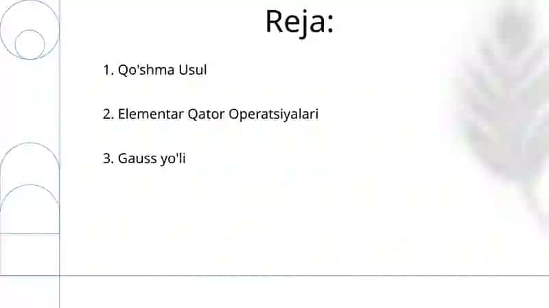Matritsaga teskari matritsa qurish usullari 2