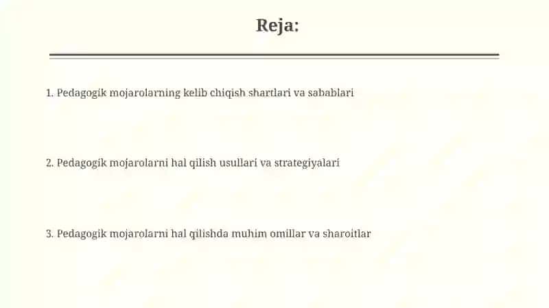 Pedagogik konfliktlarni bartaraf etish sharti va omillari 2