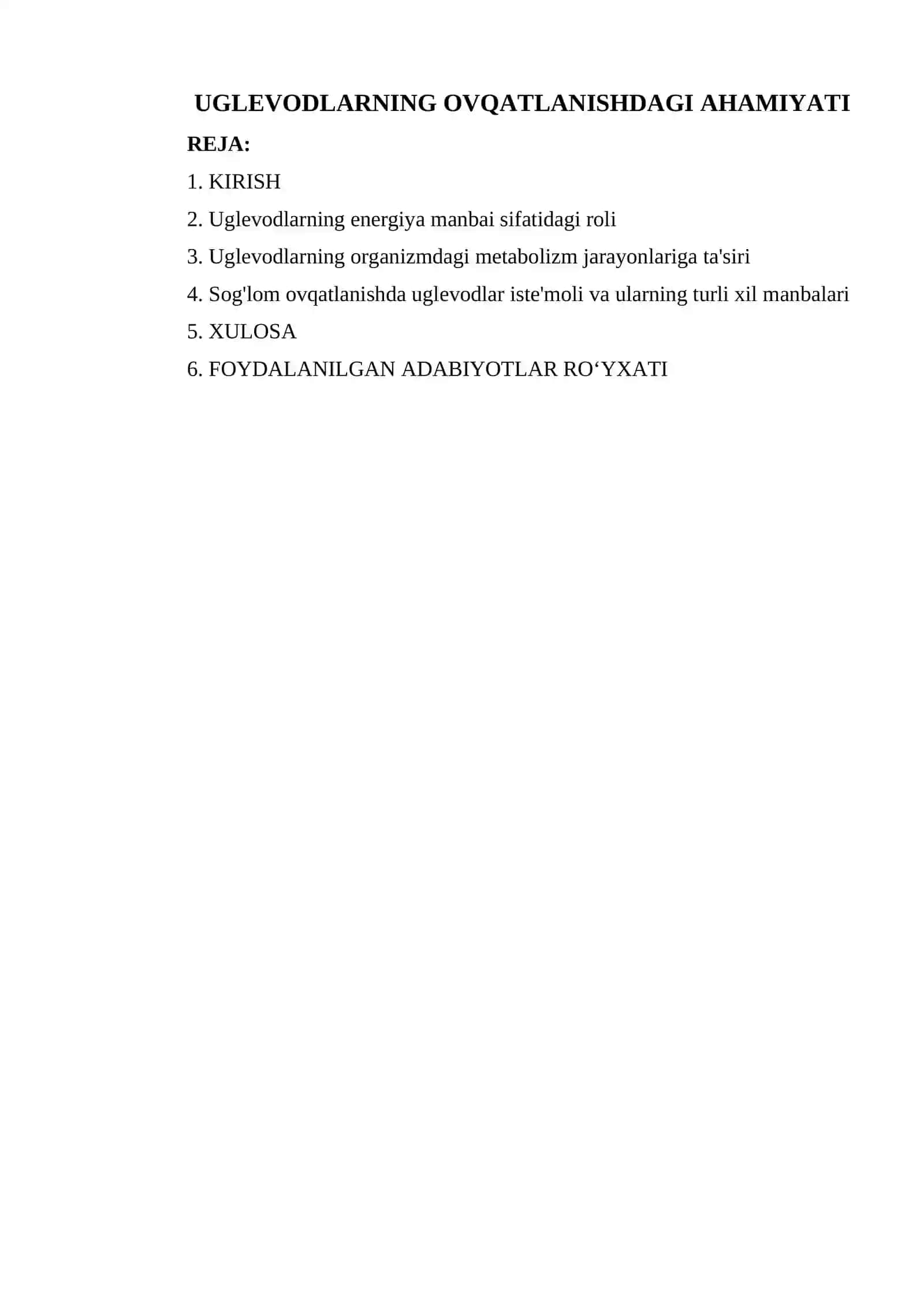 UGLEVODLARNING OVQATLANISHDAGI AHAMIYATI 2