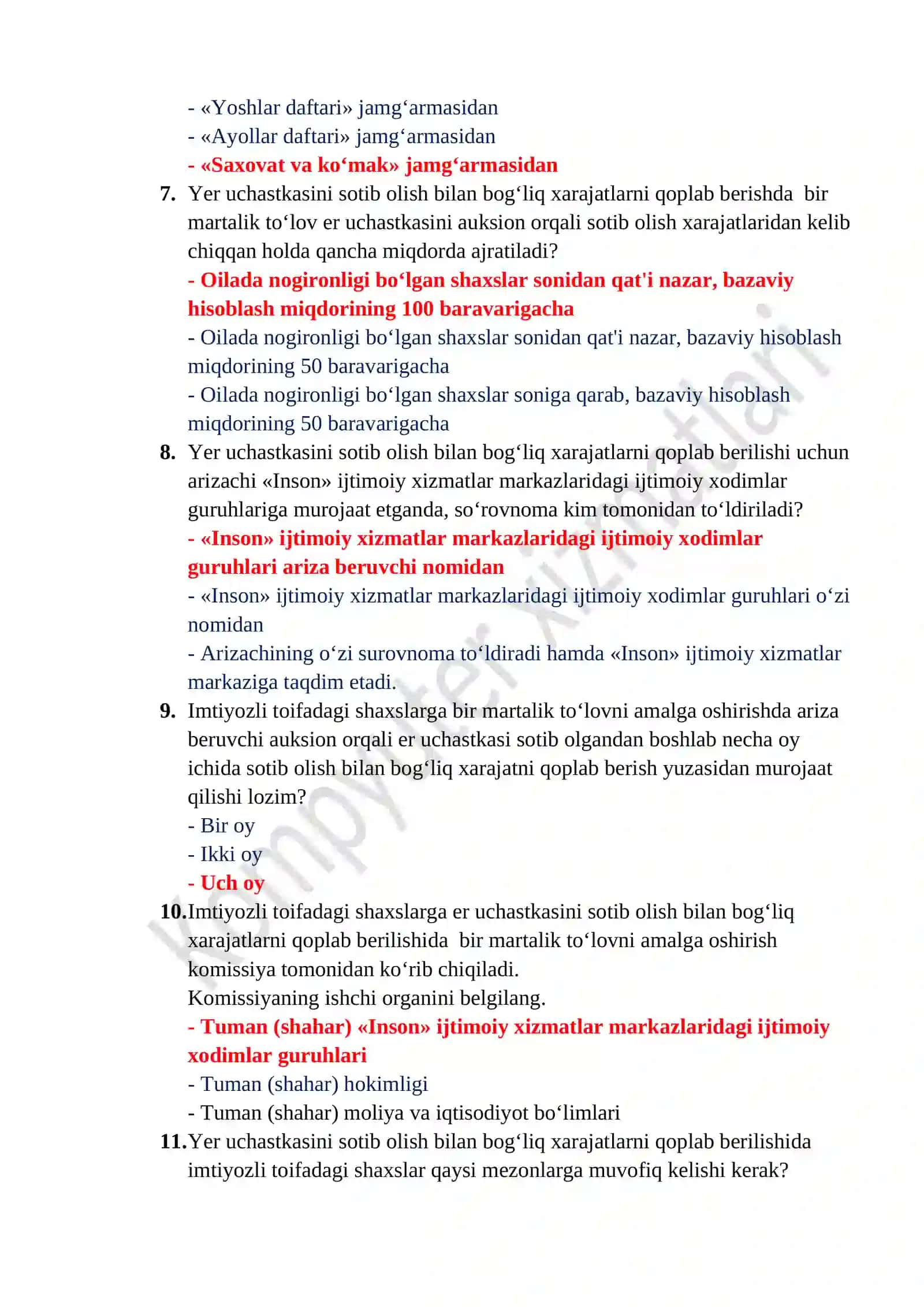 Argos test javoblari Milliy qonunchilik uchun 2