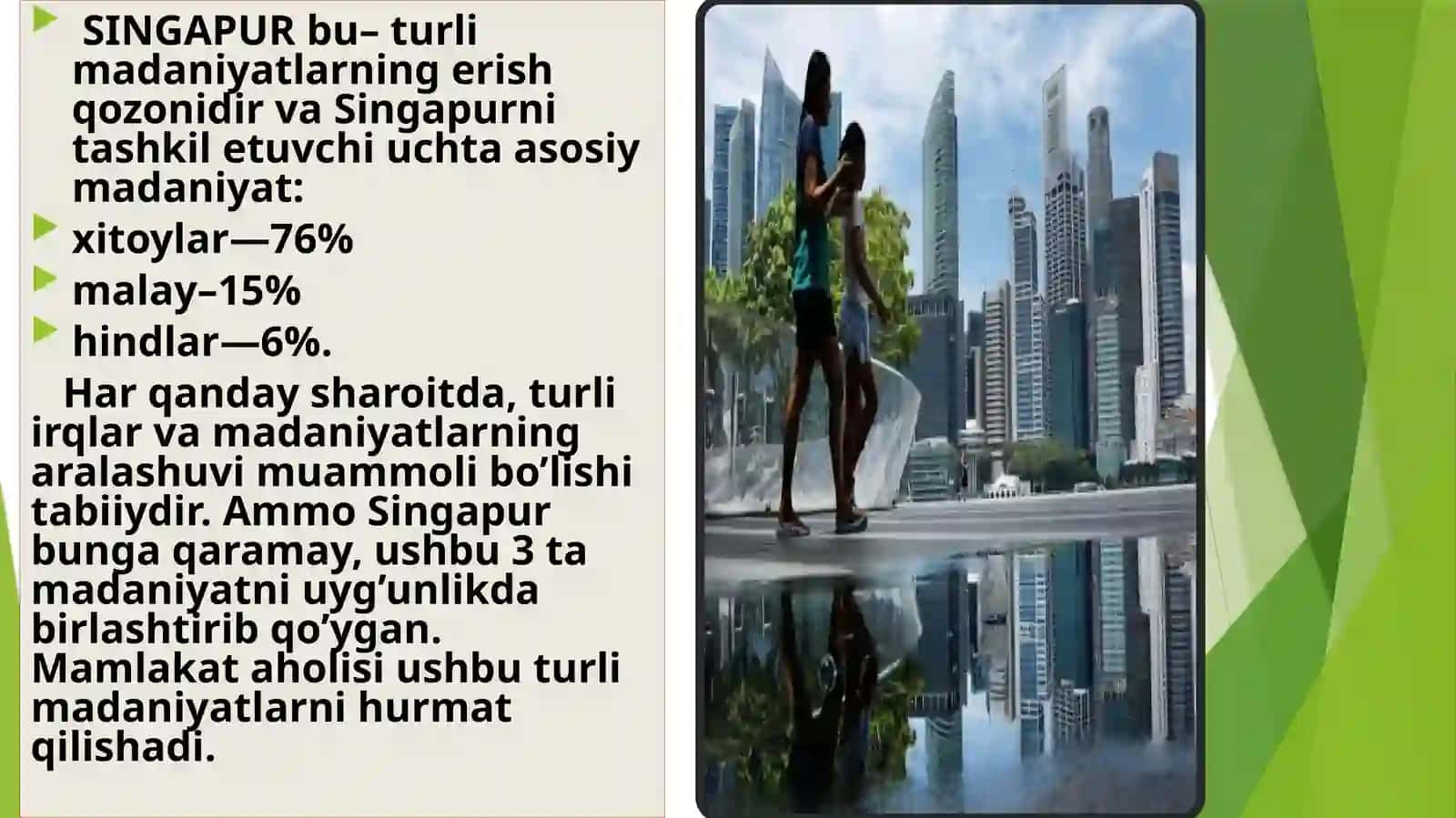 SHARQ MAMLAKATLARI ETIKETI: SINGAPUR MISOLIDA 2
