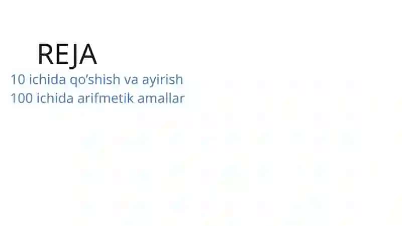 10 va 100 ichida nomanfiy butun sonlar ustida arifmetik amallarni o’rgatish metodikasi 2