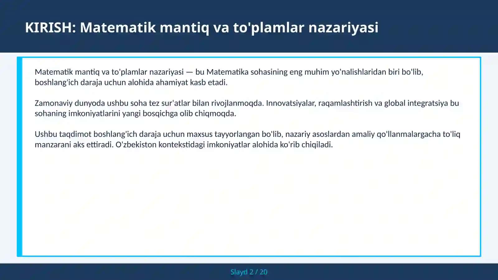 MATMATIK MANTIQ VA TO'PLAMLAR NAZARIYASI 2
