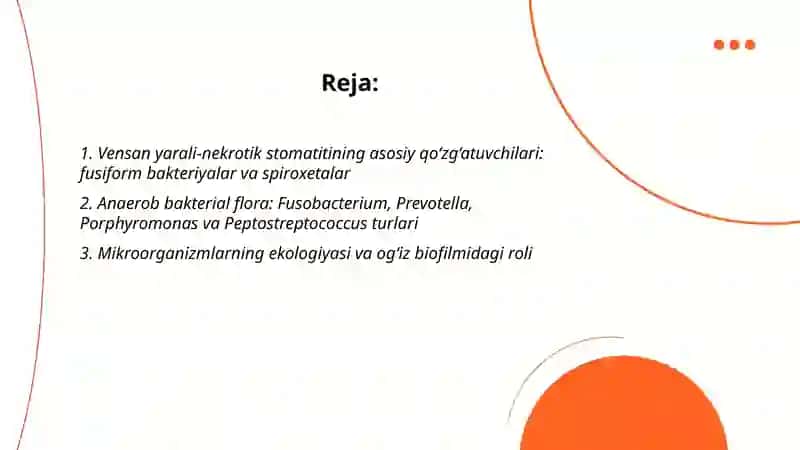 Vensan yarali-nekrotik stomatiti qo‘zg‘atuvchilari.laborator tekshirish usullari.profilaktikasi 2