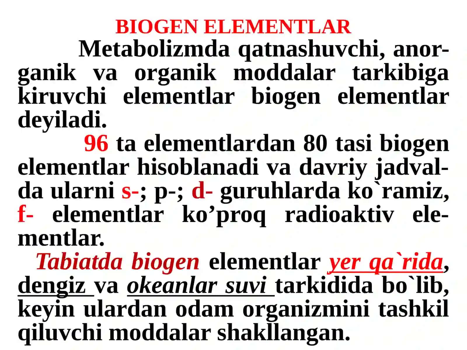 Tibbiy kimyoga kirish. Kimyo va atrof muhit. Biogenelementlar. Eritmalar. Kompleks birikmalar 2