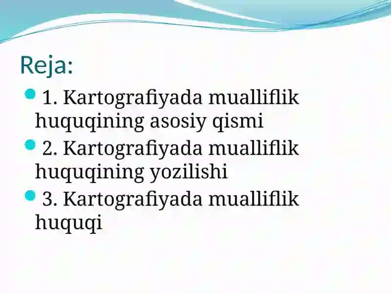 Kartografiyada mualliflik huquqining yozilishi 2