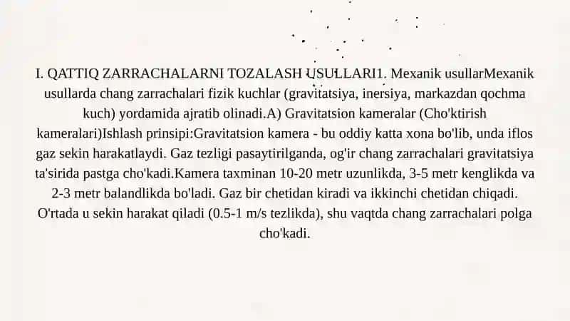 Sanaat gazlarin tazalaw usılları hám olardıń islew principi 2