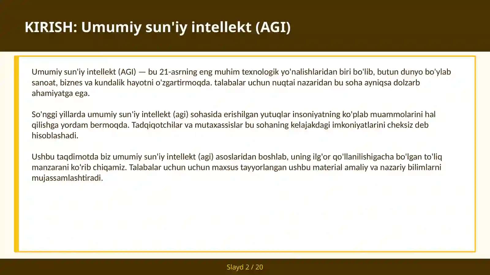 Umumiy sun'iy intellekt (AGI) 2