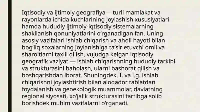 Sosialvasiyosiy geografiya va hududiy iqtisodiy sistemalar 2