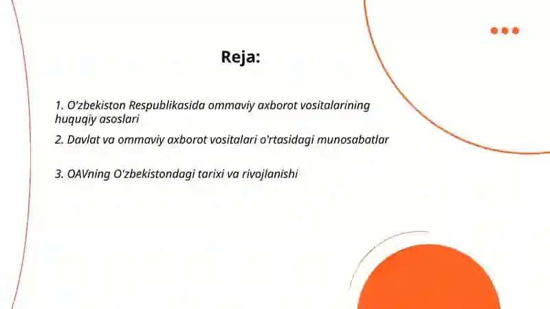 O'zbekiston Respublikasida ommaviy axborot vositalarining huquqiy asoslari 2