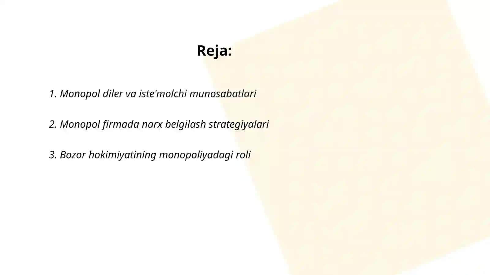 Raqobatlashmagan bozor sharoitida monopol narx belgilash va bozor hokimiyati 2