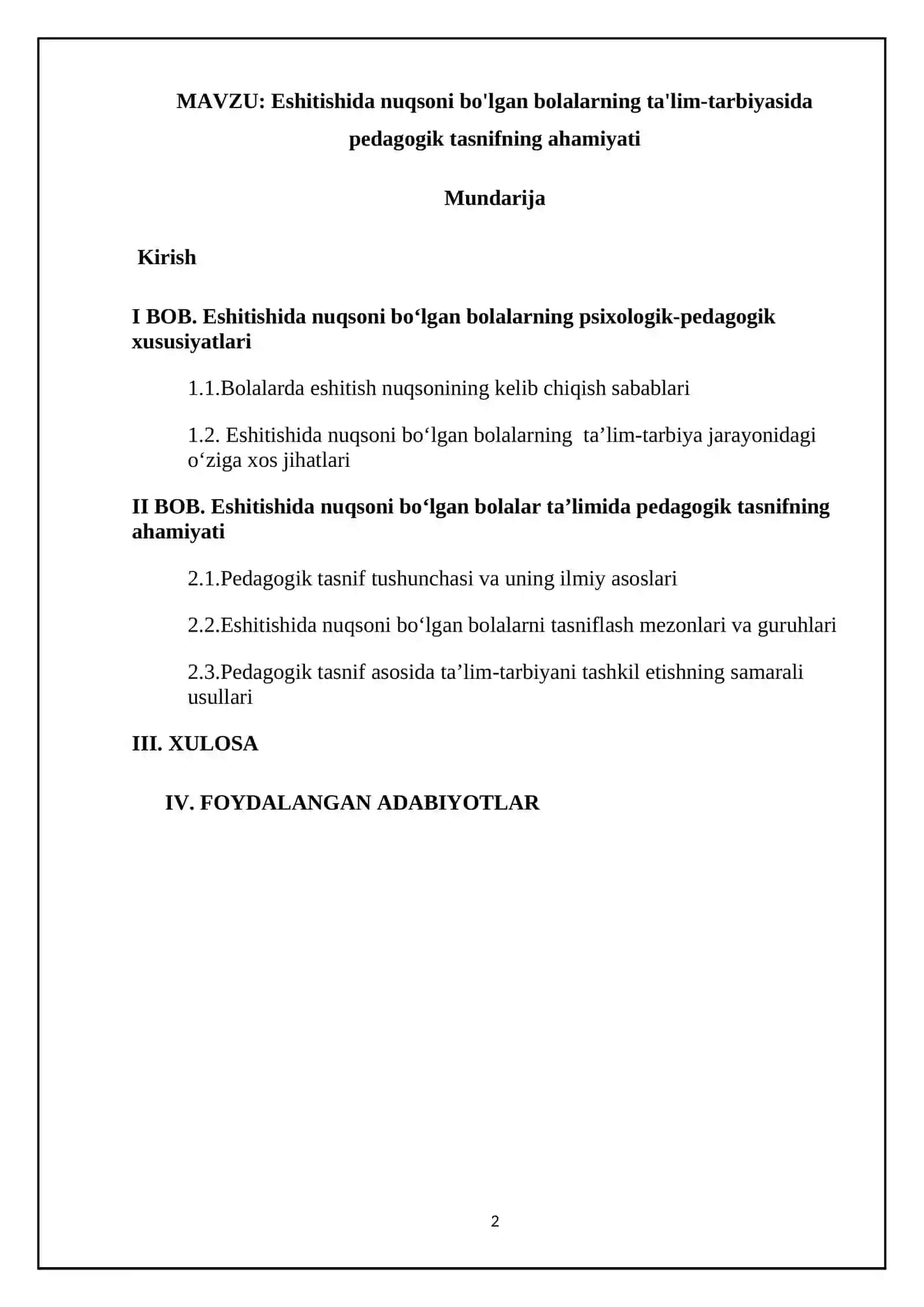 Eshitishida nuqsoni bo'lgan bolalarning ta'lim-tarbiyasida pedagogik tasnifning ahamiyati 2