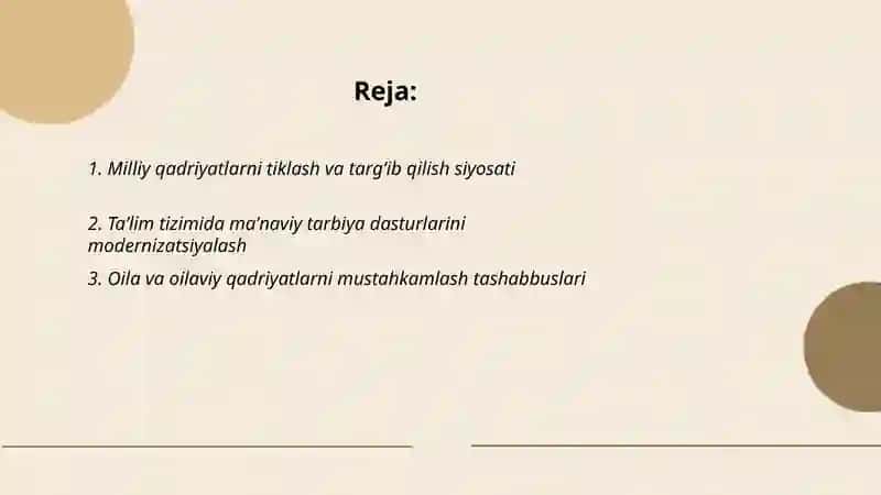 Milliy Qadriyatlarni Tiklash va Targʻib Qilish Siyosati 2