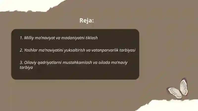 Milliy ma'naviyat va madaniyatni tiklash 2