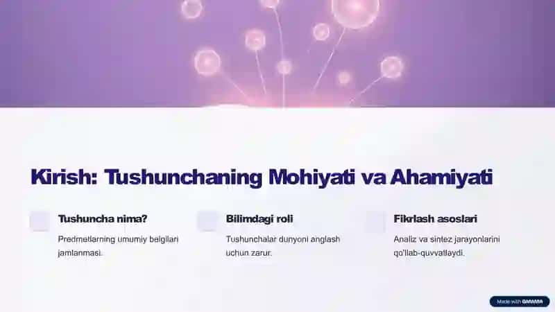 Tushuncha: Predmetlarning Umumiy Muhim Belgilarini Aks Ettiruvchi Mantiqiy Shakl 2