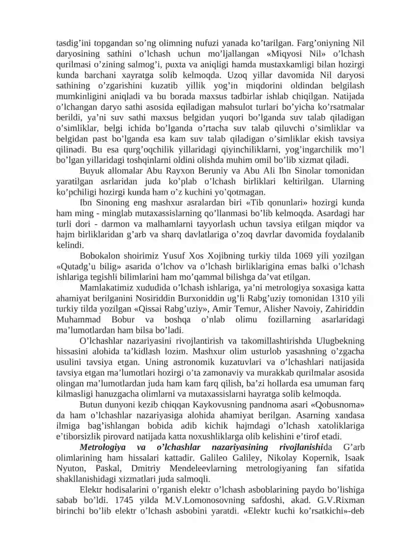 Metrologiya va o’lchashlar nazariyasi 2