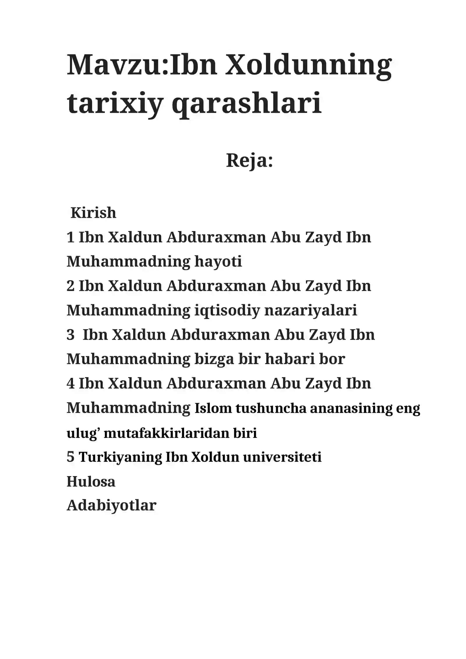 Ibn Xoldunning tarixiy qarashlari 2