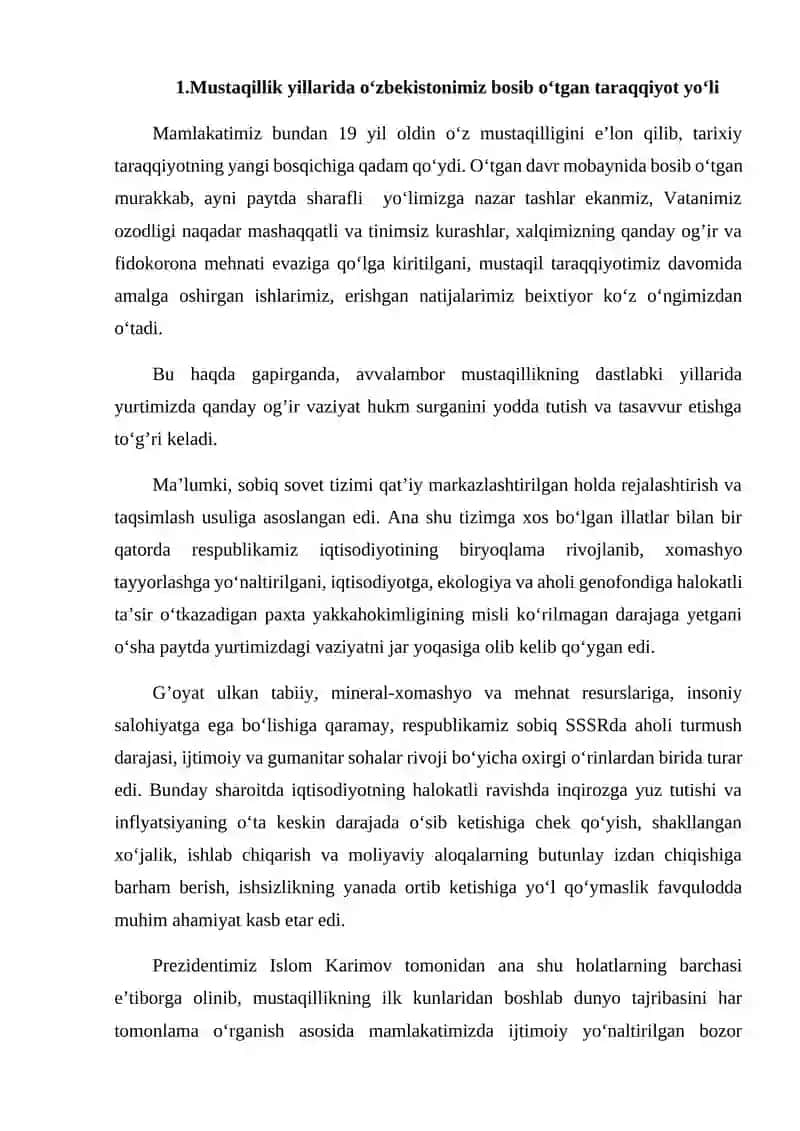 MUSTAQILLIKNING DASTLABKI YILLARIDA TASHQI ALOQALARNING YO'LGA QO'YILISHI 2