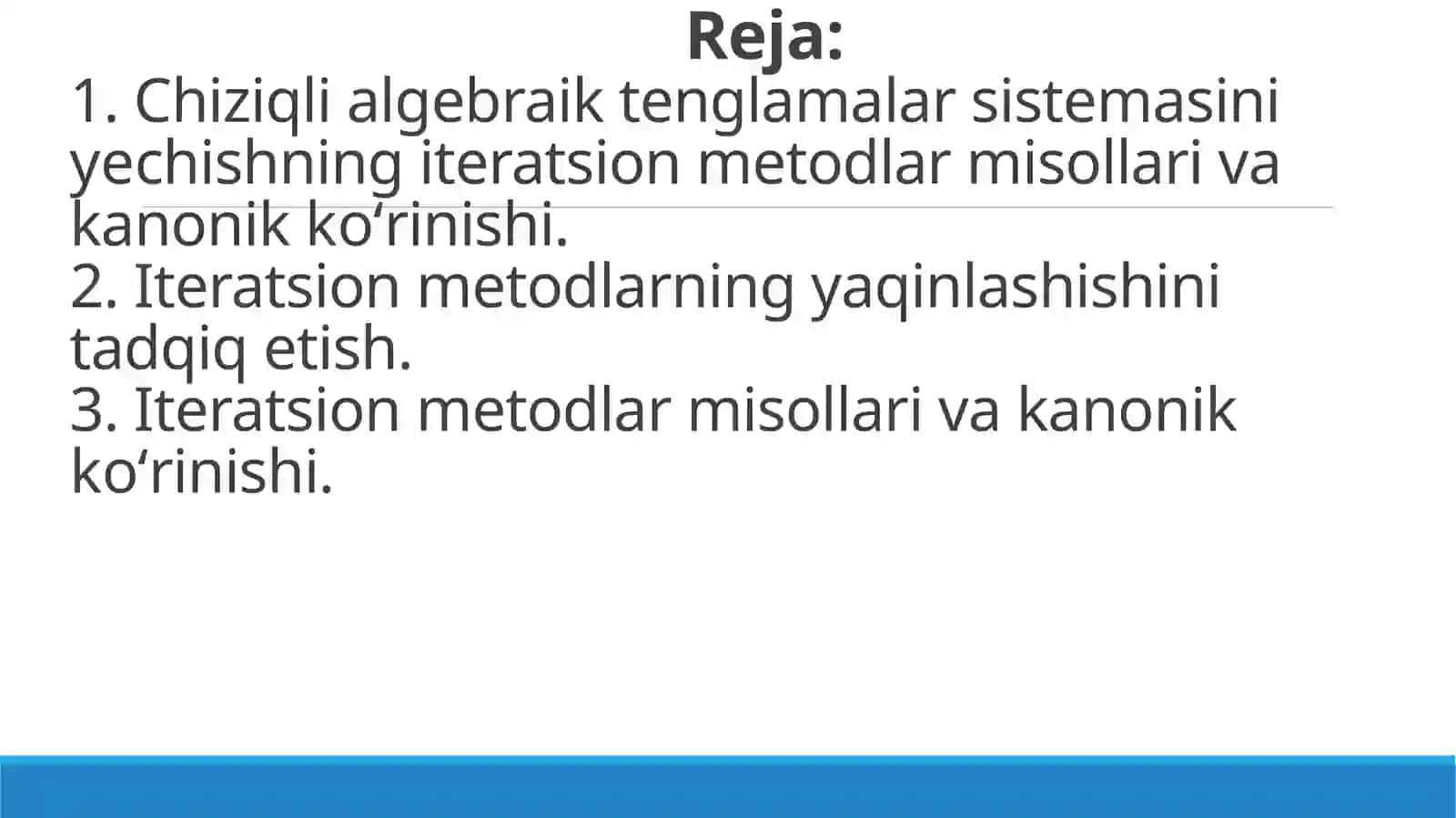 ChATS yеchishning iteratsion usullari 2