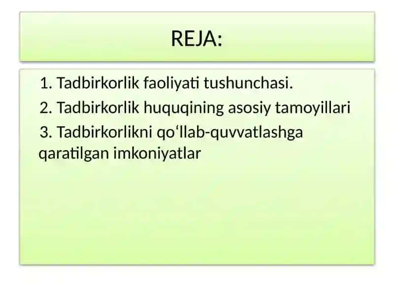 Tadbirkorlikning tashkiliy-Huquqiy asoslari 2