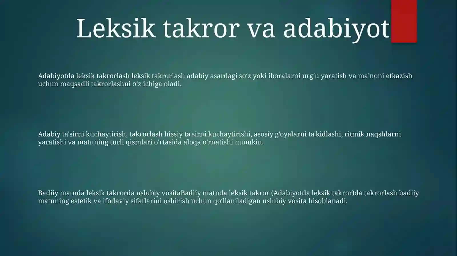 Badiiy Matnda Leksik Takror 2