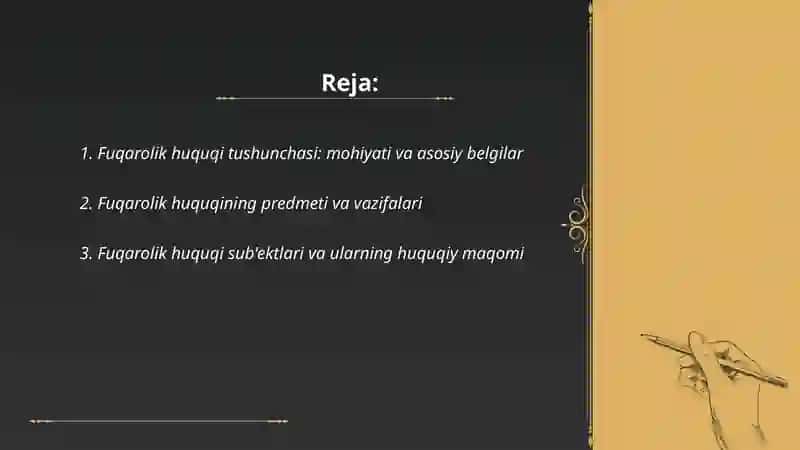 Fuqarolik huquqi tushunchasi tamoyili va vazifasi 2