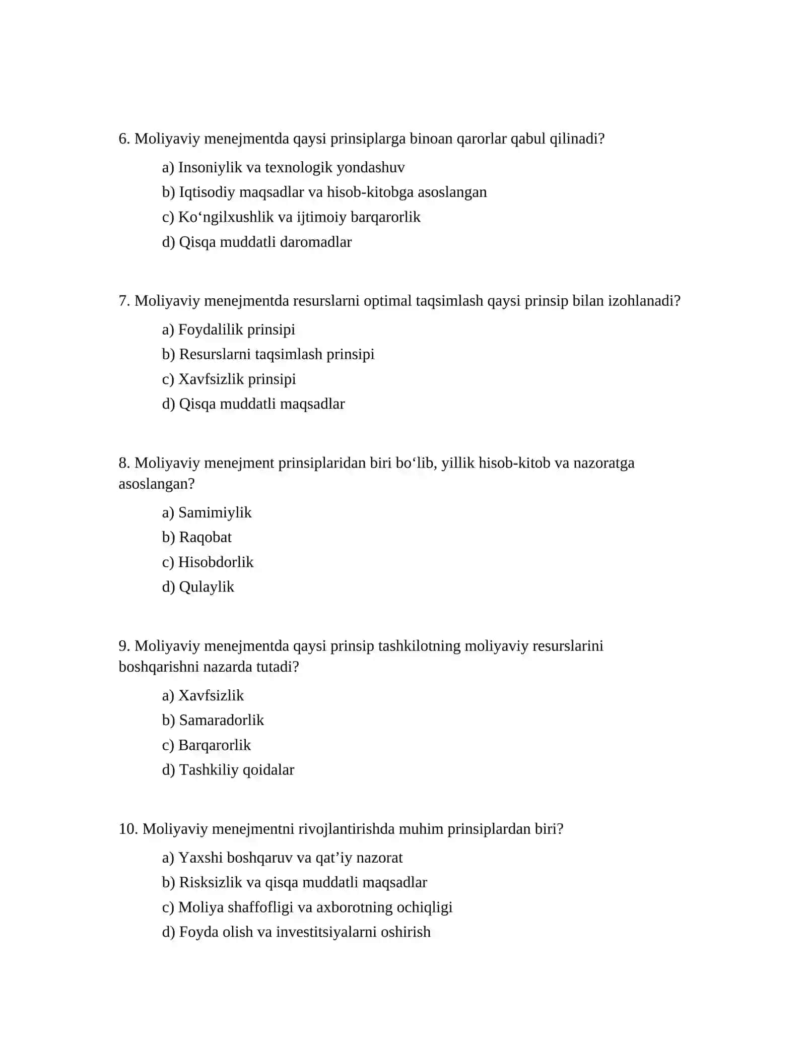 Moliyaviy menejmentning prinsiplari 2