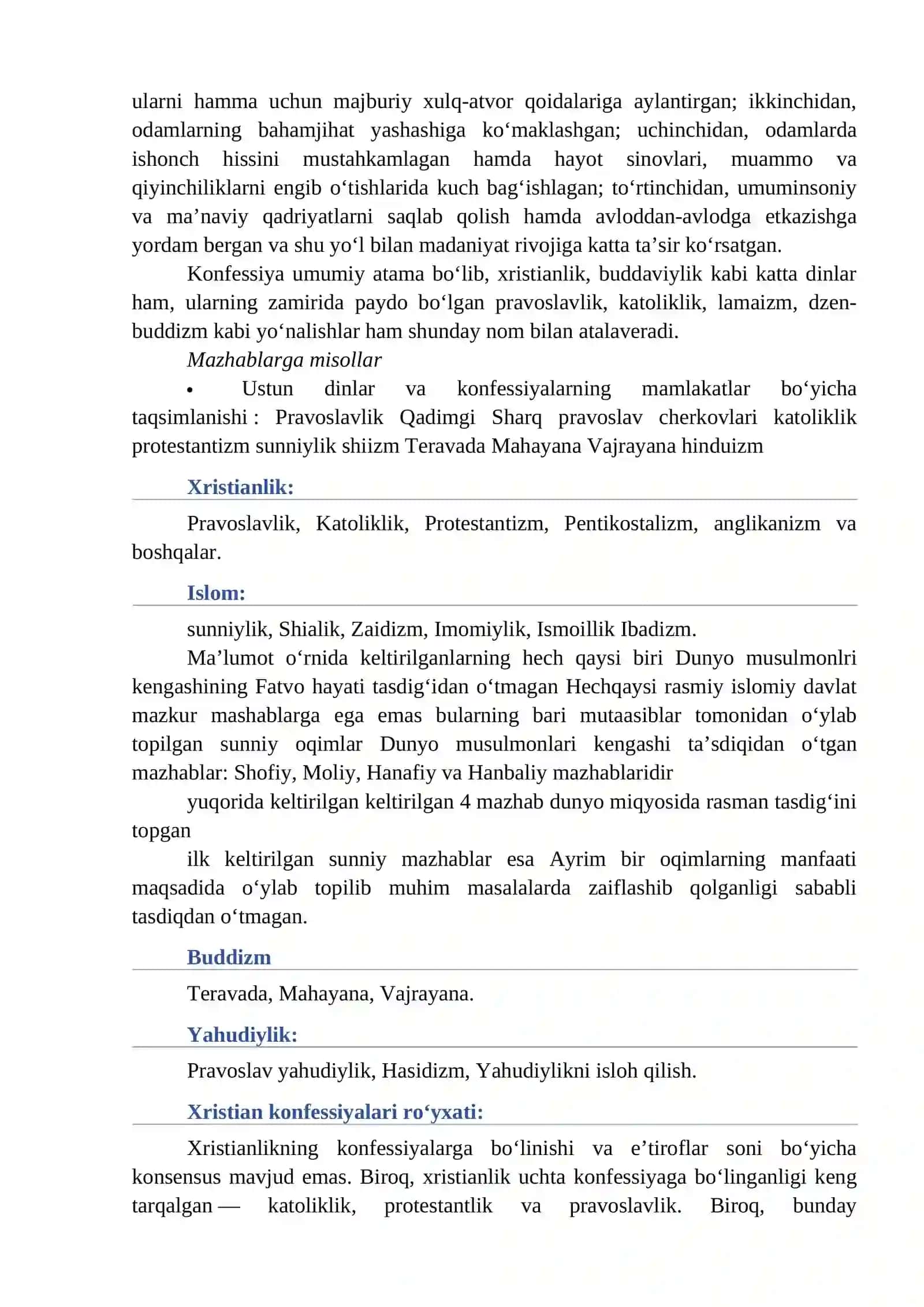 9-mavzu: O‘ZBEKISTONDA FAOLIYAT YURITUVCHI DINIY TASHKILOTLAR 2