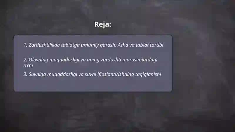 Zardushtilikda tabiatni uluglanishi 2