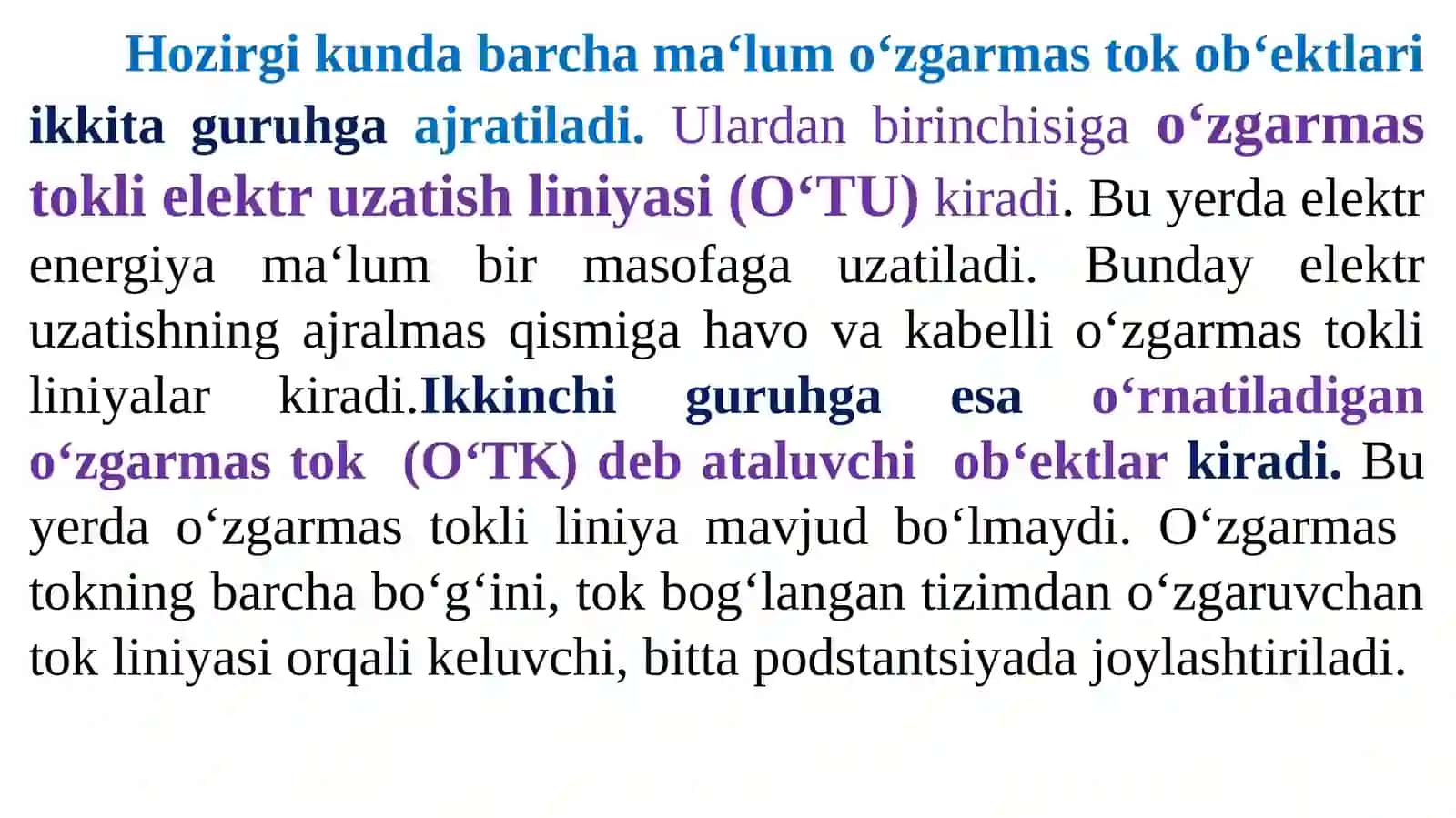 Jahon elekroenergetika tizimida qo‘llanilayotgan o‘zgarmastok ob‘yektalari 2