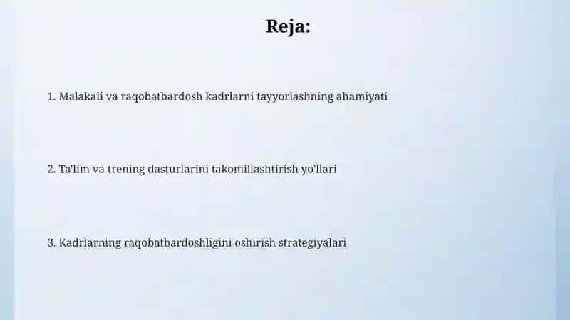 Sifatli va raqobatbardosh kadrlar tayyorlash 2