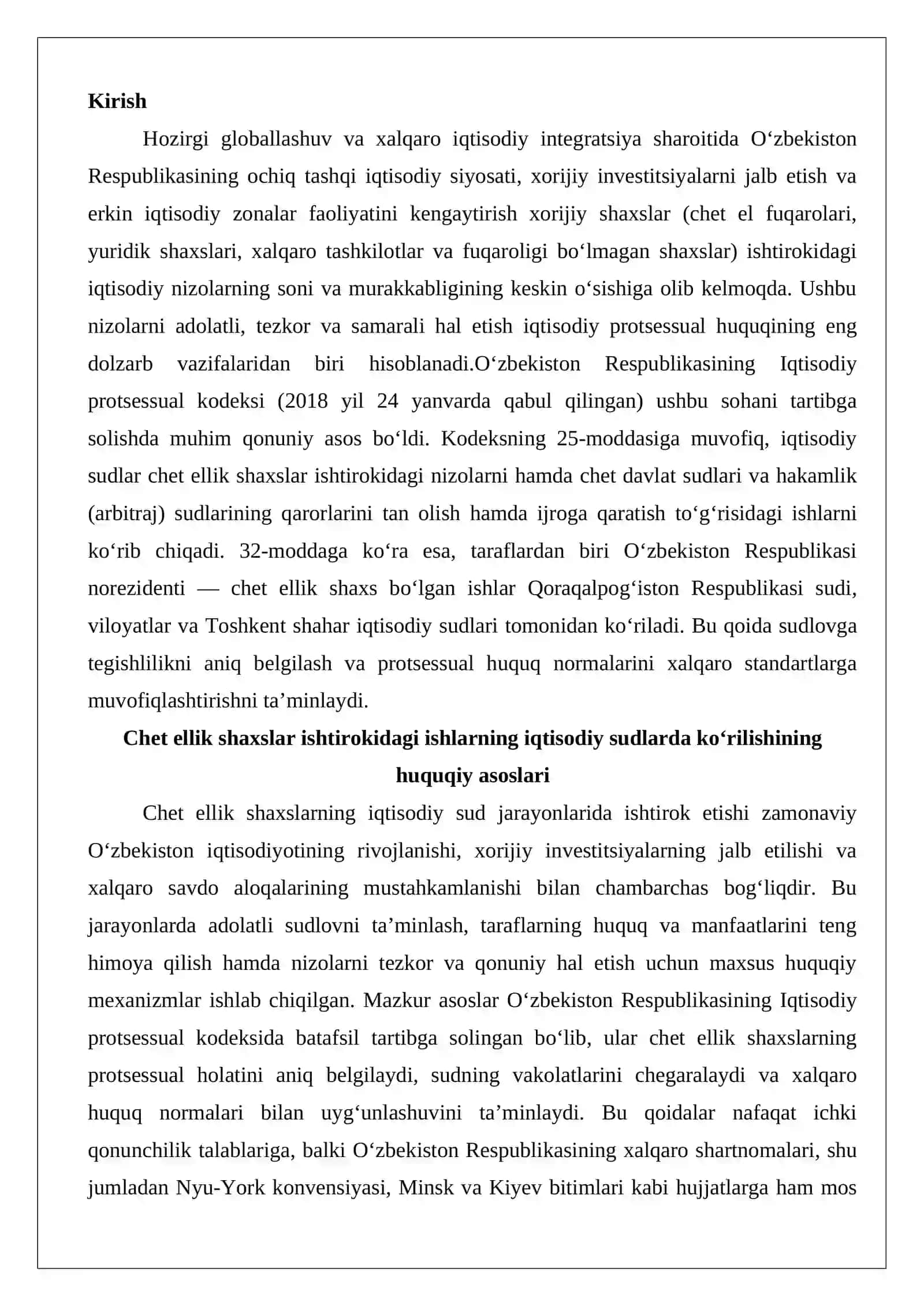 Chet ellik shaxslar ishtirokidagi ishlarni ko‘rishda sudlovga tegishlilik masalalari 2