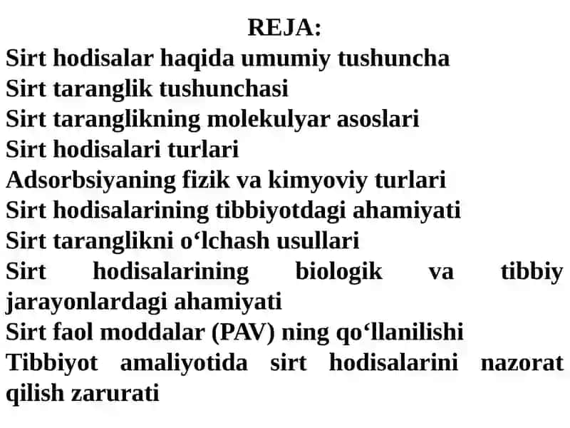 SIRTHODISALAR.SIRT TARANGLIK. SIRT HODISALARNING FIZIK-KIMYOSI 2