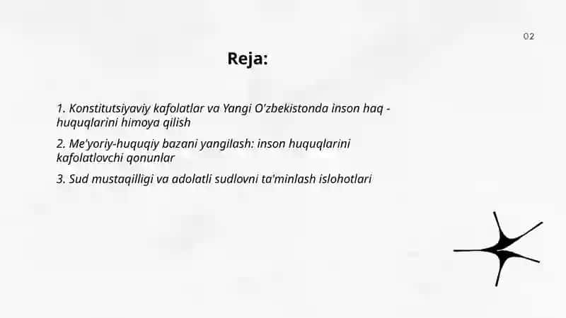 Yangi O'zbekistonda inson haq - huquqlari va erkinliklari kafolatining yaratilishi 2