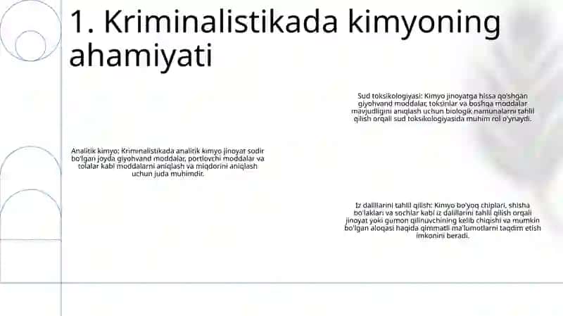 Kriminalistikada Kimyoning O'Rni 2