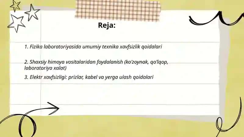 Fizika labaratoriya xonasida texnika xavfsizlik qoidalari 2