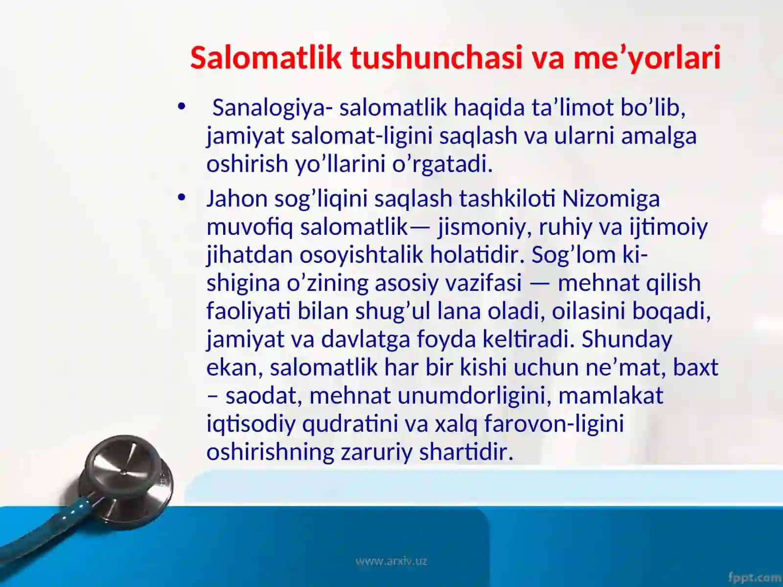 Salomatlik tushunchasi va me’yorlari 2