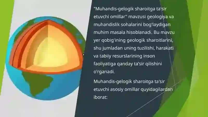 Muhandis-gelogik sharoitga ta'sir etuvchi omillar 2