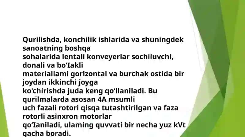 Konveyer va nasoslarni ishlatish davomida elektr energiya tejamkorligiga erishish 2