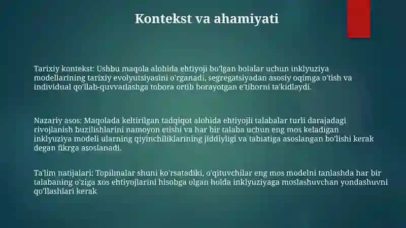 Alohida Yordamga Muhtoj Bolalarda Rivojlanishidagi Nuqsonning Tuzilishi Va Chuqurligiga Qarab Inklyuziya Modellarini Tanlash 2