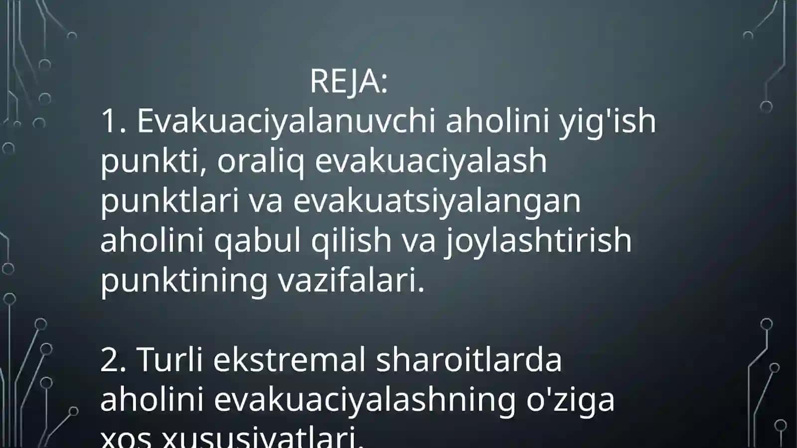 Favqulodda vaziyatlar xavfi tug'ilganda va sodir bo'lganda aholini evakuaciyalashni tibbiy ta'minlash 2