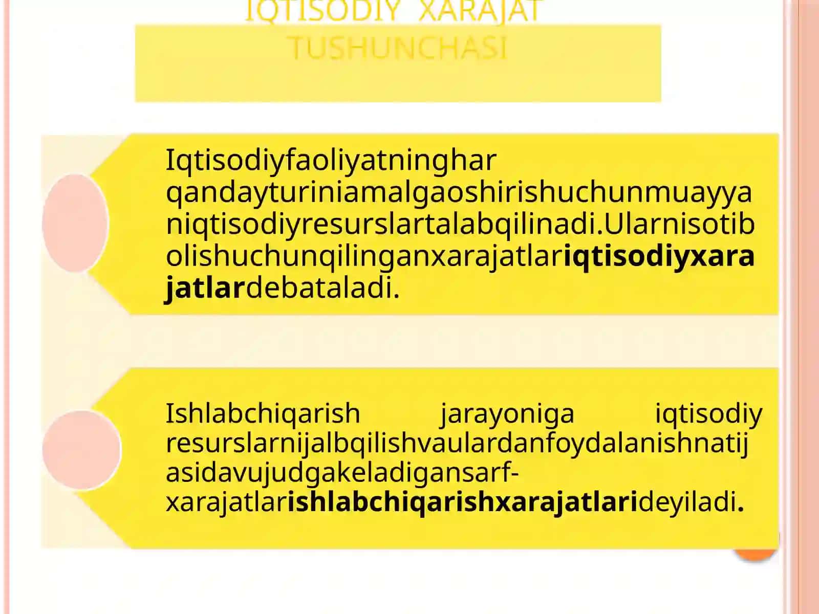 Iqtisodiy xarajatlar uning turlari va asosiy belgilari. 2