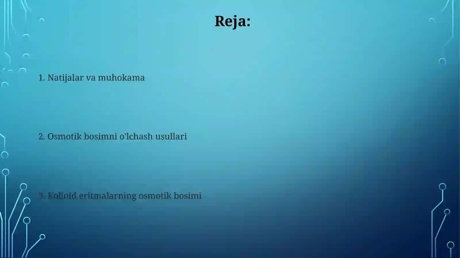 Kalloid kimyo fanidan mustaqil ish 1. Kalloideritmalarining osmotik bosimi 2