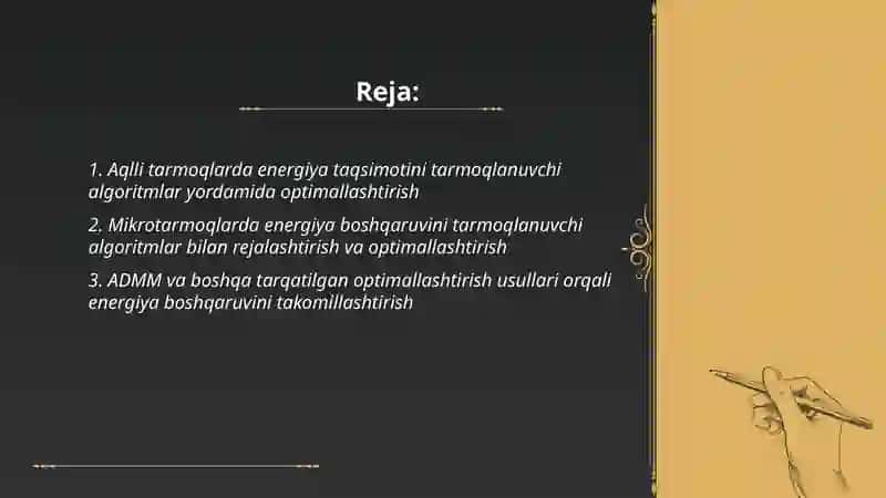 Tarmoqlanuvchi algoritmlar yordamida energetikaning optimallashtirish masalalari 2