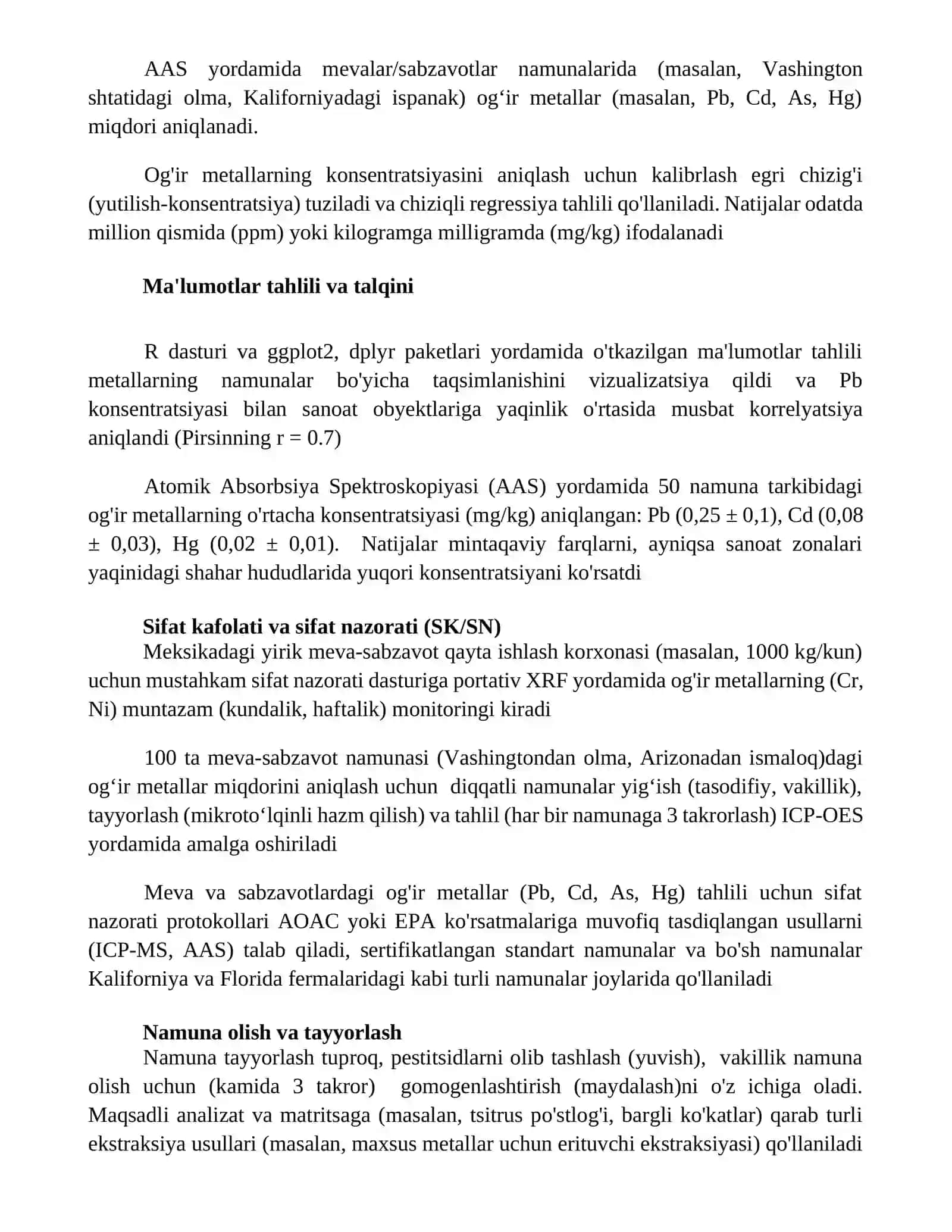 Meva sabzavotlar tarkibidagi oģir metalni aniqlash 2