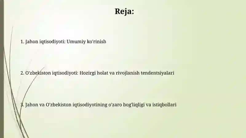butun jahon va O'zbekiston iqtisodiyoti 2