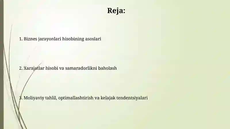 Biznes jarayonlari hisobining tamoyillari 2
